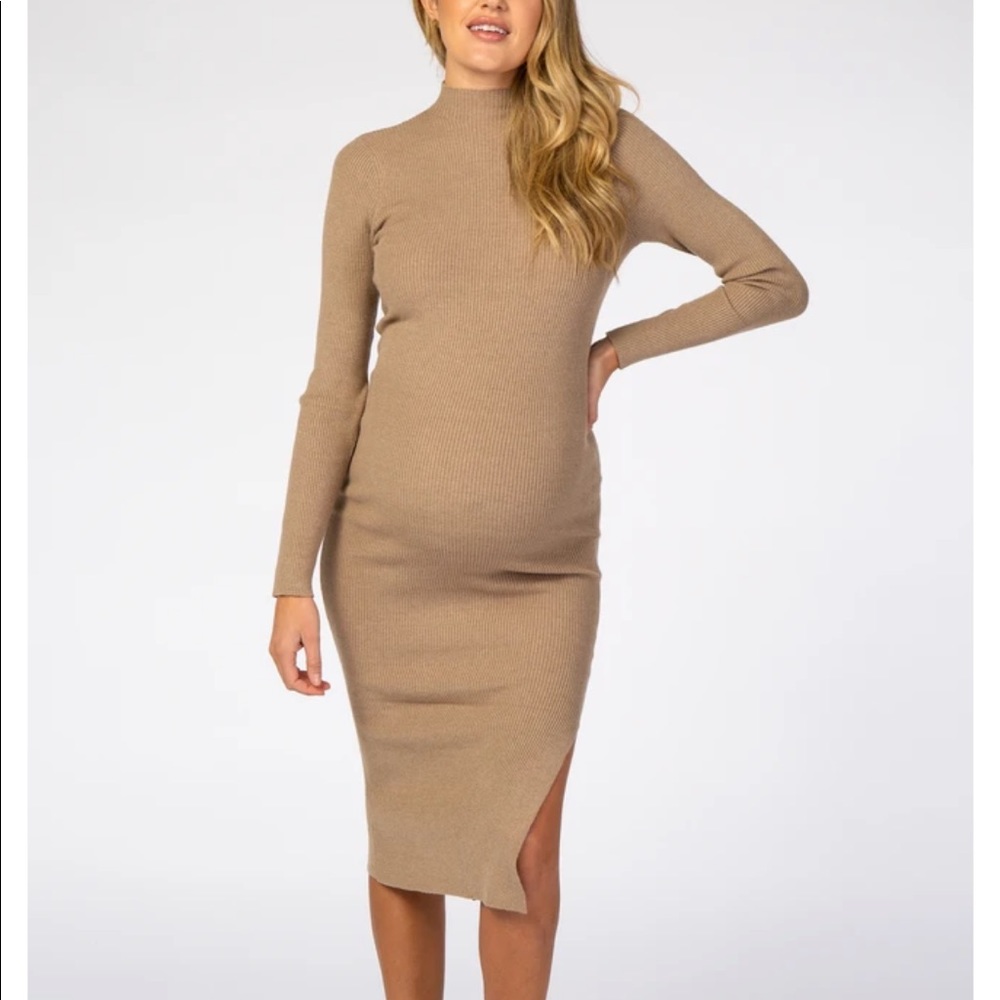 PinkBlush Maternity Mock neck Sweater Midi Dress
